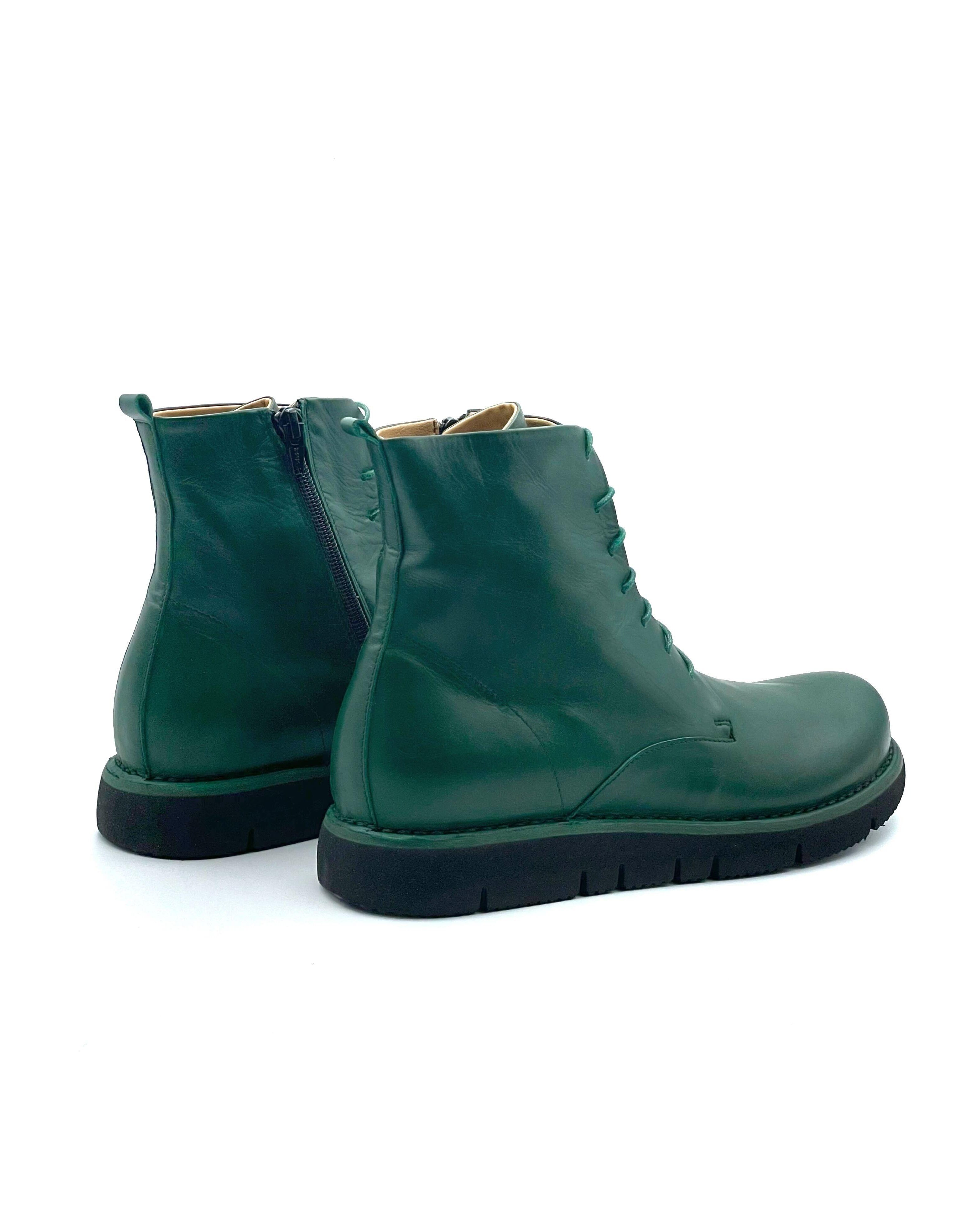 stivaletto donna in pelle verde per l'inverno