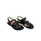 sandalo unisex nero pelle artigianale fibbie