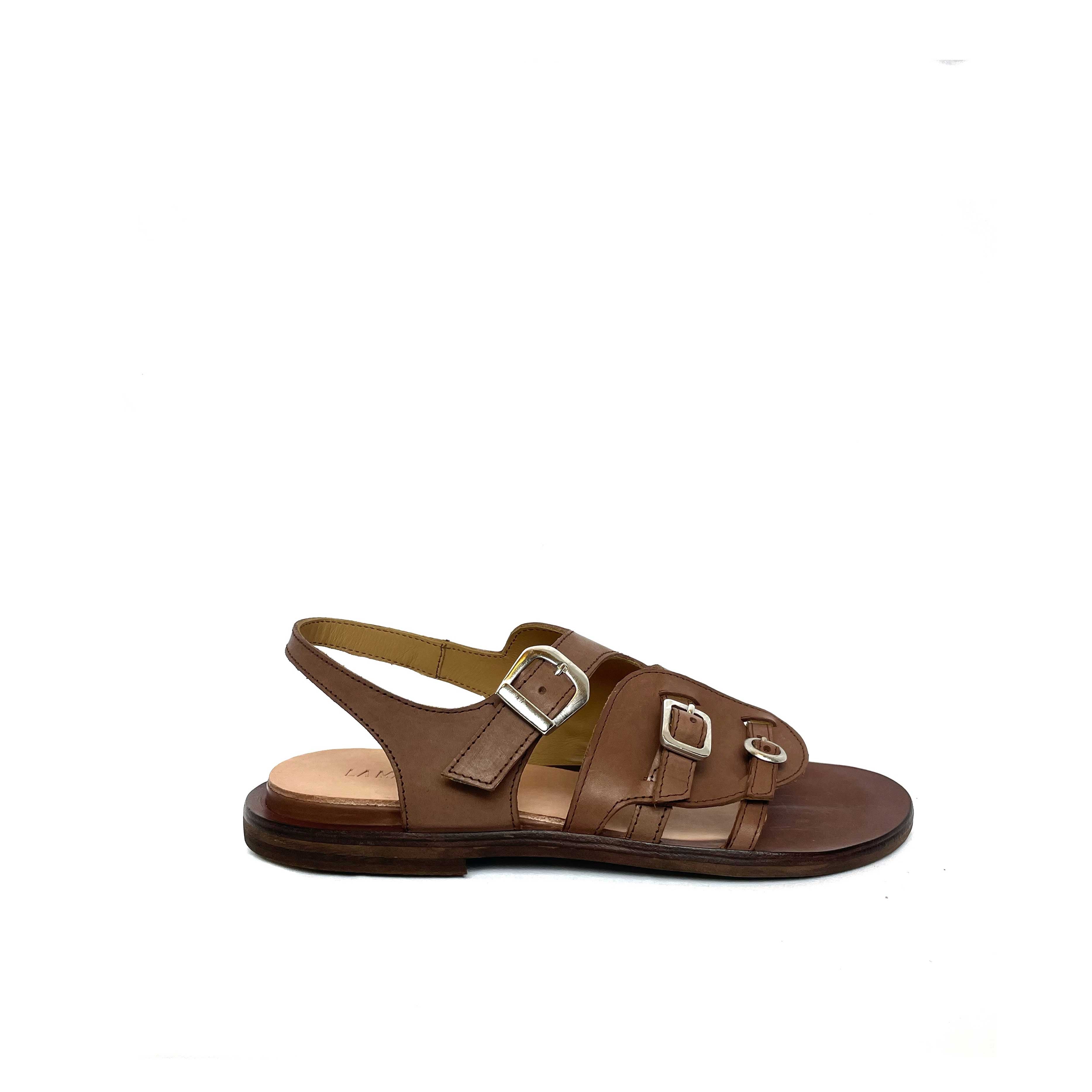 sandalo nocciola in pelle made in italy