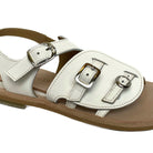 sandalo artigianale bianco con fibbie regolabili