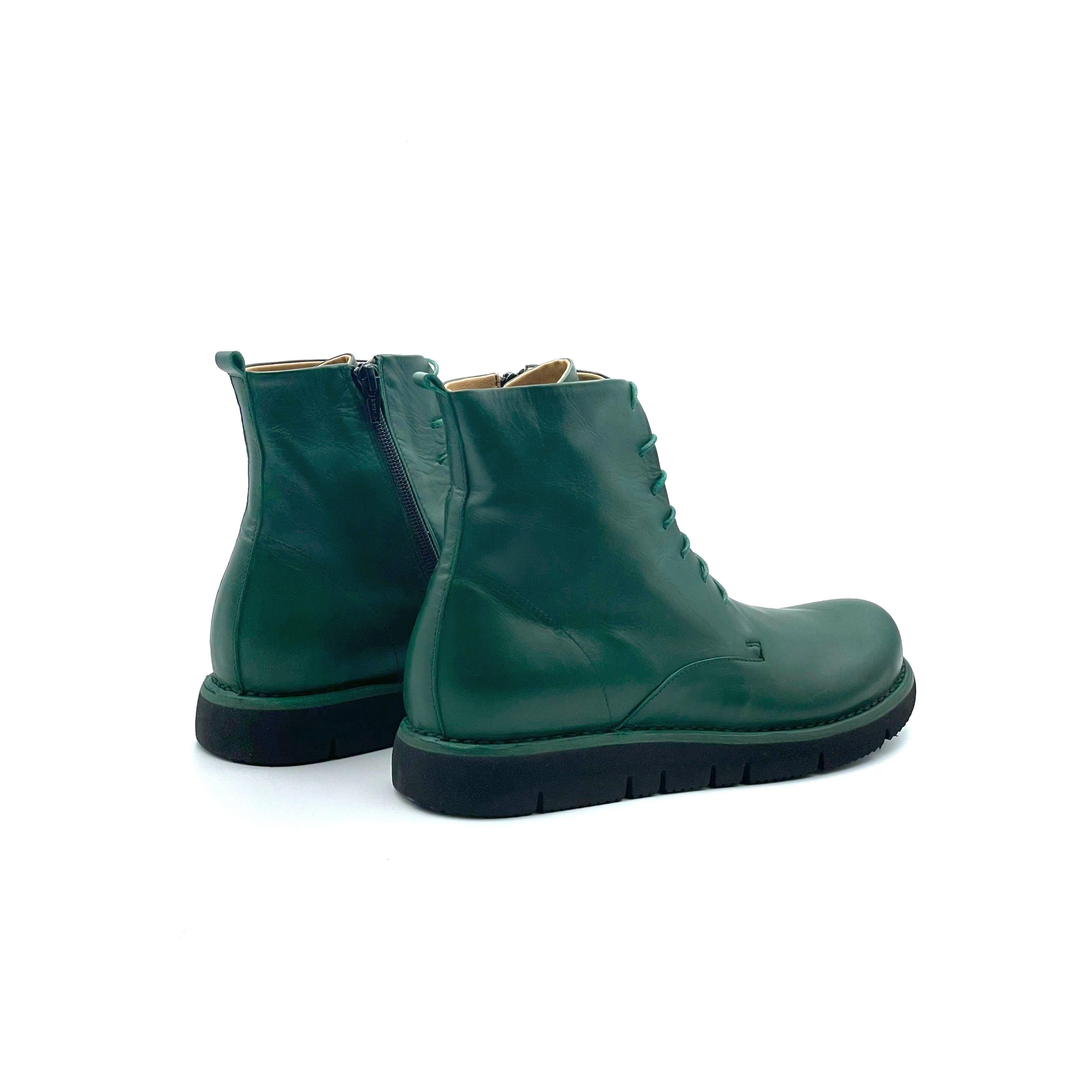 stivaletto donna in pelle verde per l'inverno