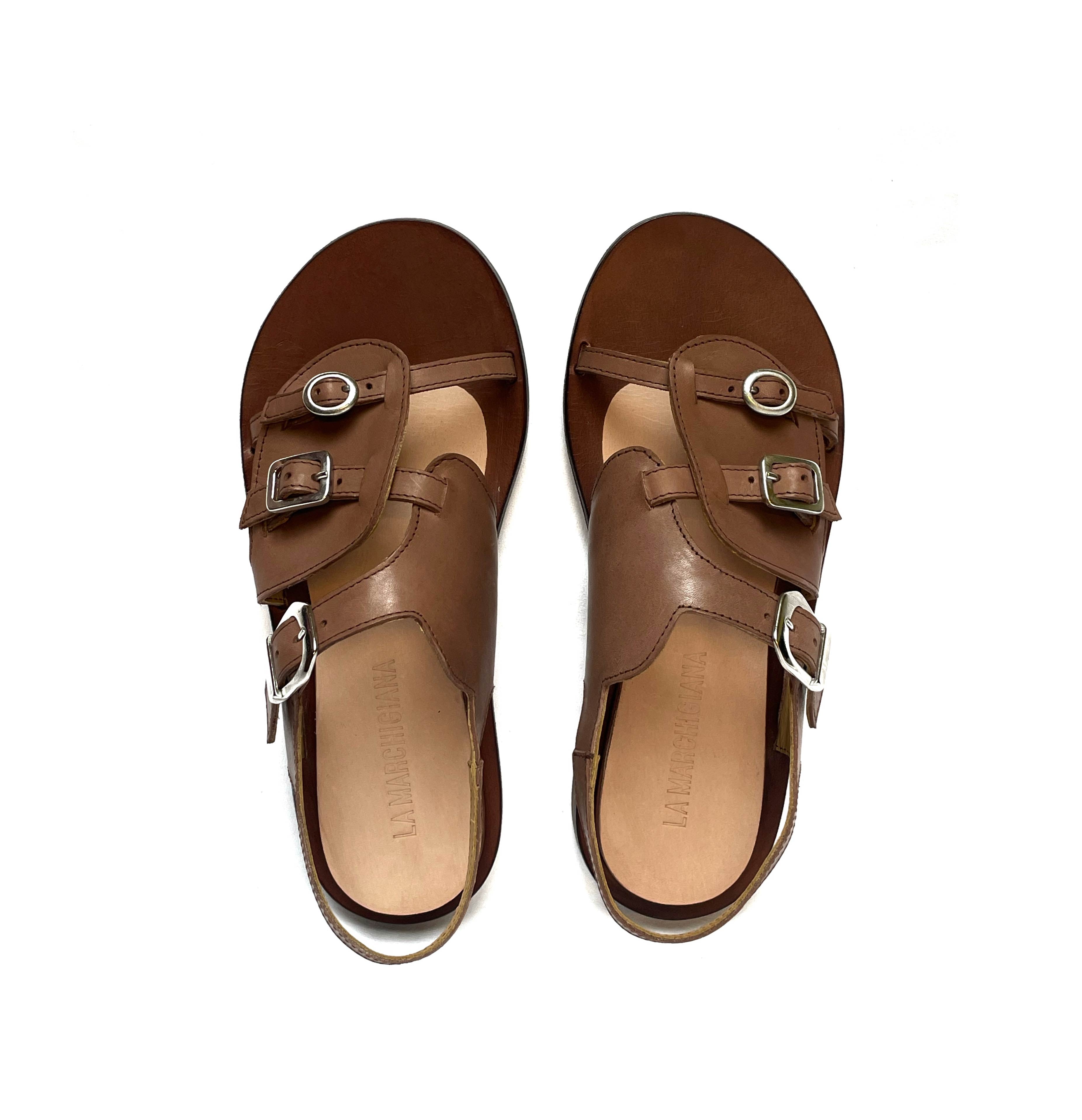 sandalo in pelle con fibbie comodo e regolabile