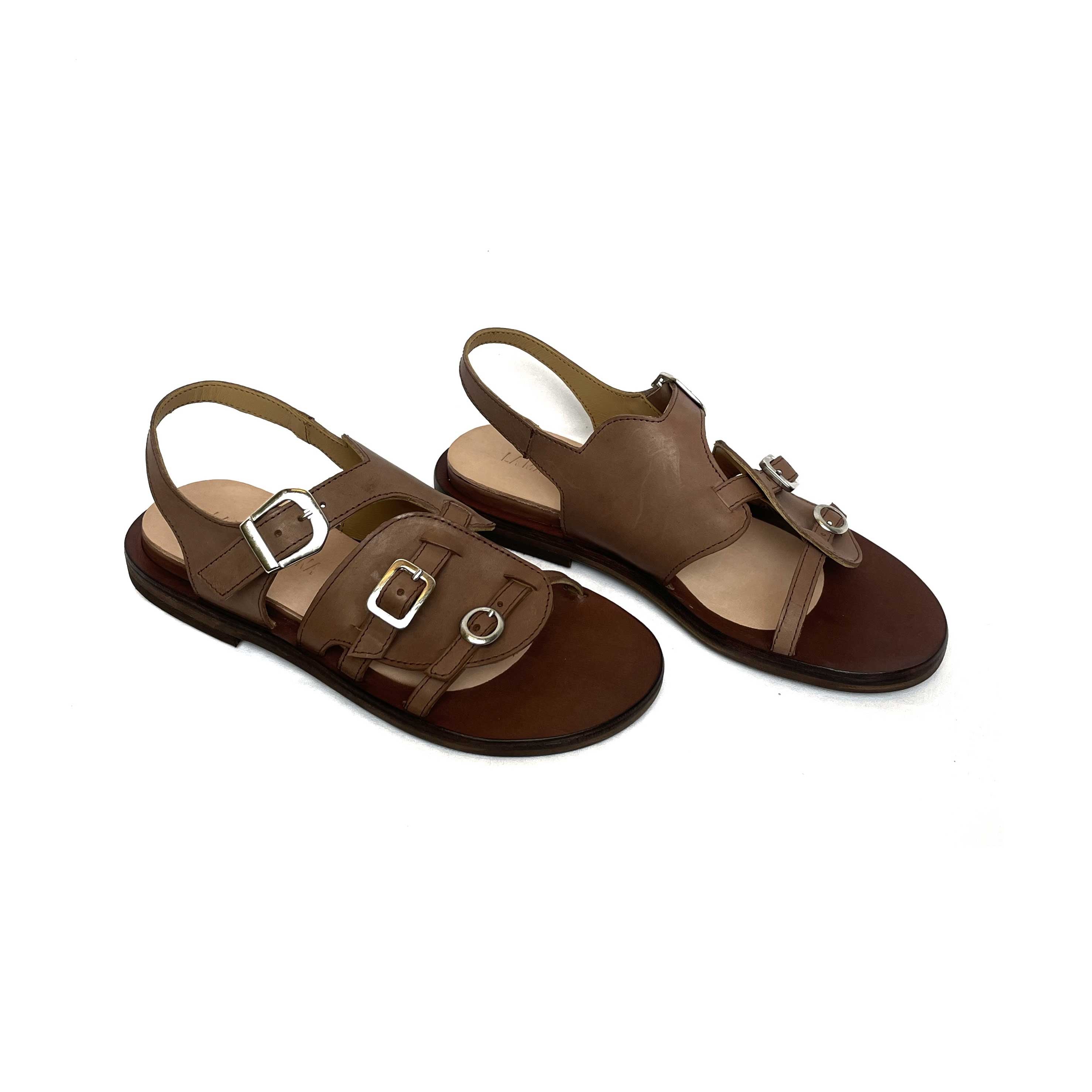 sandalo nocciola ripley in pelle artigianale italiano